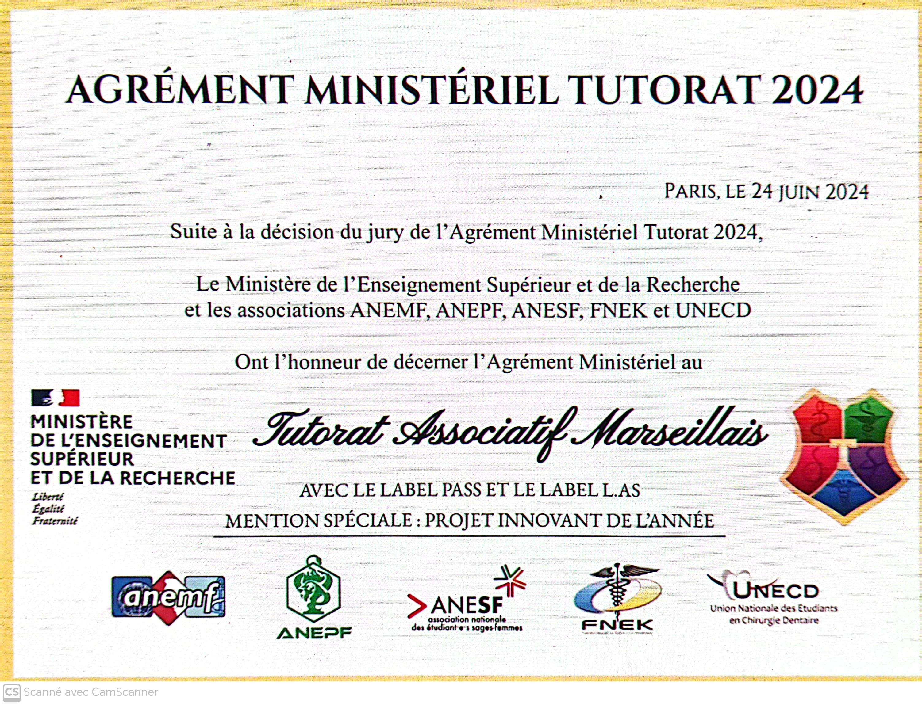 Agrement ministeriel 2024